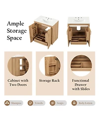 Casainc 30" Bathroom Vanity with Sink Combo, Multi-Functional Cabinet with Doors and Drawer, Mdf Board
