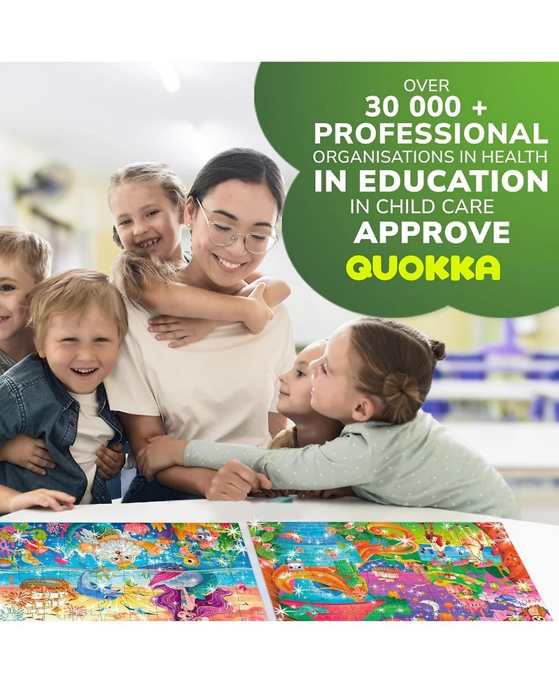 Quokka 4x60 Pcs Puzzles with Glitter Effect for Kids 4-6