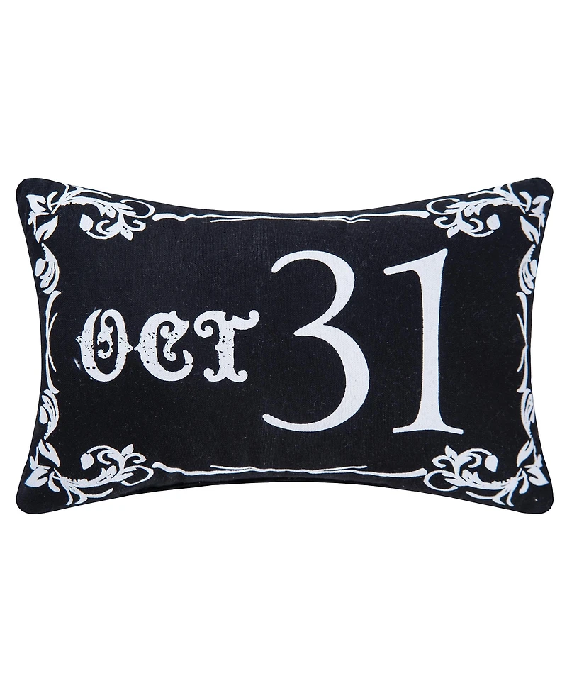 Gothic Script "Oct 31" Halloween Small Petite Accent Pillow 8" x 12"