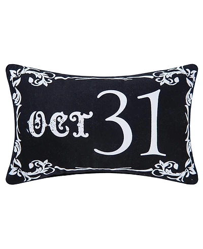 Gothic Script "Oct 31" Halloween Small Petite Accent Pillow 8" x 12"