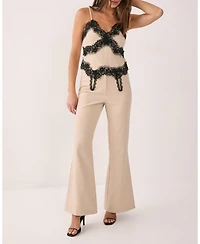 Nasty Gal Women's Lace Trim Tailored Flared Pants
