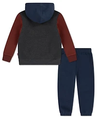 Levi's Boys Toddler 2T-4T 2 Piece Color Block Long Sleeves Hoodie and Joggers Set