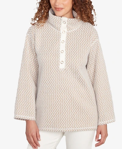 Ruby Rd. Petite Zig Zag Snappy Knit Top
