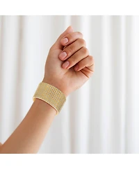 Rachel Glauber 14k Gold Plated Cubic Zirconia Lux Mesh Link Bracelet