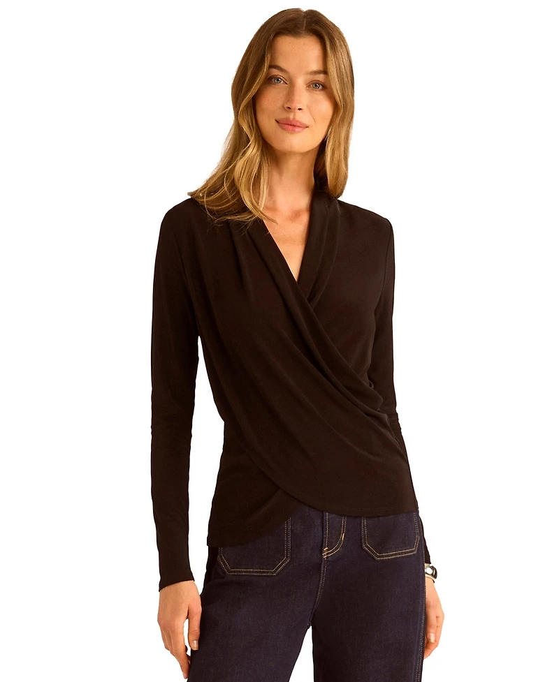 Vince Camuto Women's Long-Sleeve Faux-Wrap Top