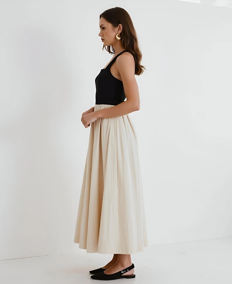 Modenaire Women's Two-Tone Halter Maxi Dress