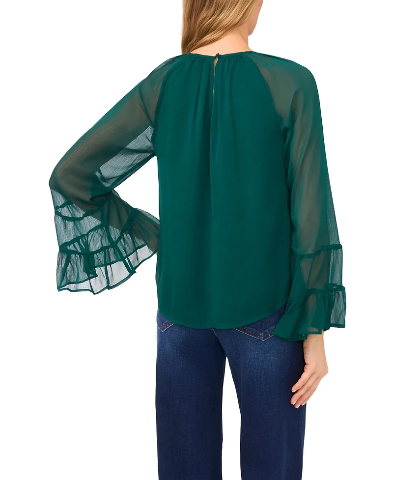 CeCe Women's Tiered Flowy Long Sleeve Top