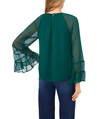 CeCe Women's Tiered Flowy Long Sleeve Top