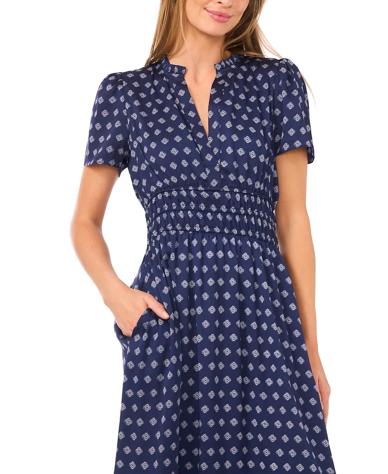 CeCe Women's V-Neck Short Sleeve Maxi Dress