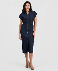 Anne Klein Women's Collared Button-Front Midi Dress
