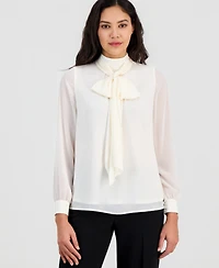 Anne Klein Women's Long-Sleeve Tie-Neck Blouse