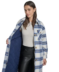 Levi's Women's Regular Long Wool Blend Plaid Coat