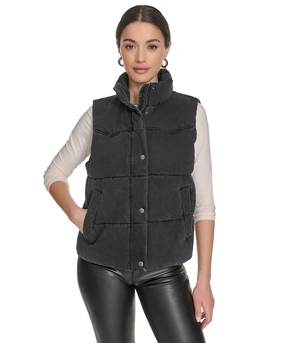 Levi's Women's Regular Western Stand Collar Puffer Vest Jacket