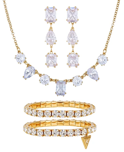 Guess 3-Pc. Cubic Zirconia Gold-Tone Necklace, Earrings, and Bracelet Gift Set