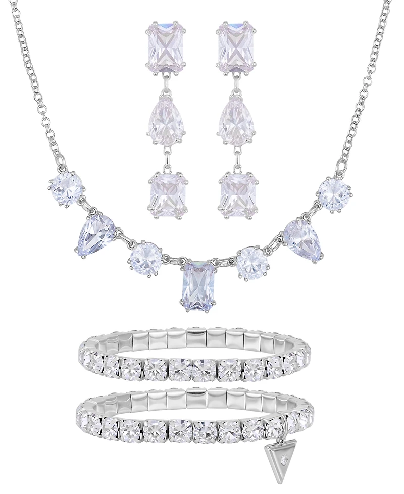 Guess 3-Pc. Cubic Zirconia Gold-Tone Necklace, Earrings, and Bracelet Gift Set