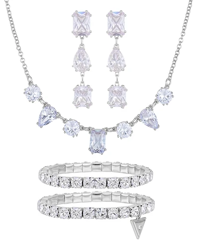 Guess 3-Pc. Cubic Zirconia Gold-Tone Necklace, Earrings, and Bracelet Gift Set
