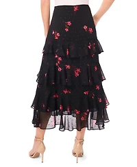 CeCe Women's Tiered Ruffle Flounce Midi Skirt
