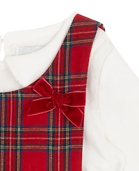 Rare Editions Girls 2T-6X 2-Piece Checkered Jumper and Long Sleeves Top Set