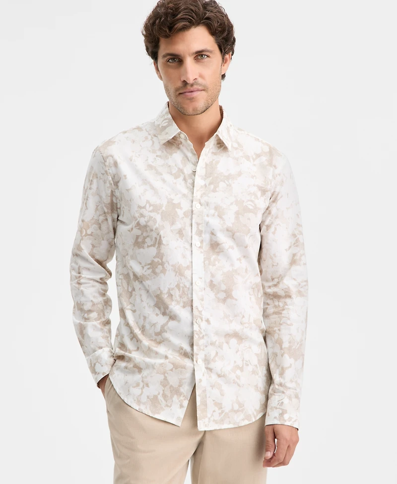 Alfani Men's Long-Sleeve Layered Botanical Shirt, Macy's Exclusive