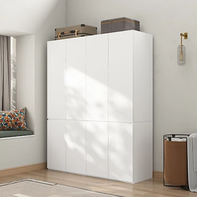 8-Door 3-Drawer Bedroom Armoire with Adjustable Shelves,Hidden Storage Compartments,Wardrobe