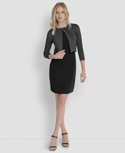 Dkny Women's 3/4-Sleeve Button Front Shrug Jacket