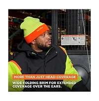 RefrigiWear Men's HiVis Reversible Knit Cap - High Visibility Safety Beanie with Dual-Side Warmth