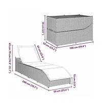 Folding Sun Lounger Grey Pe rattan Standard Foldable