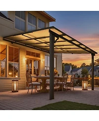 Aecojoy 12'x10' Adjustable Height Wall Mounted Outdoor Gazebos Pergola