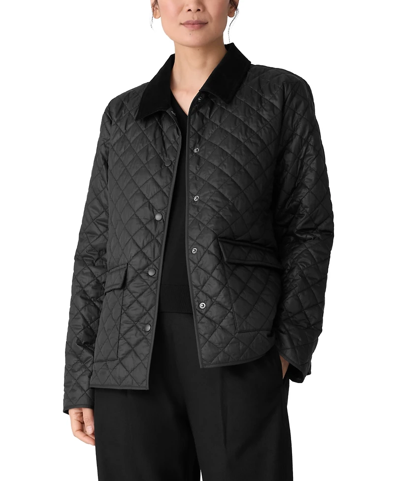 Eileen Fisher Petite Classic Collar Quilted Jacket
