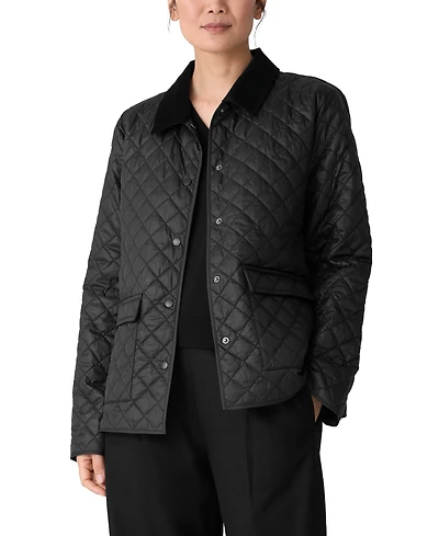 Eileen Fisher Petite Classic Collar Quilted Jacket