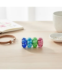 Bling Jewelry Murano Glass Multi Color Set Of 4 Ocean Wave Swirl Spacer Charm Bead Sterling Silver Fits European Bracelet