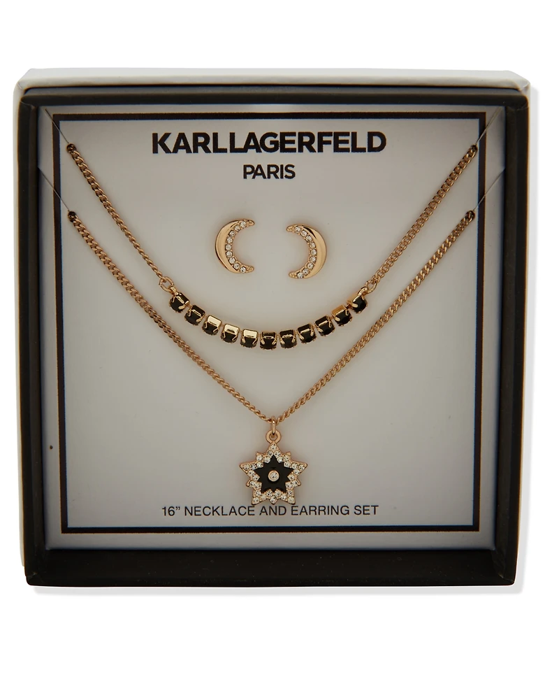 Karl Lagerfeld Paris 2-Pc. Glass Stone Gold-Tone Star Necklace and Earrings Set