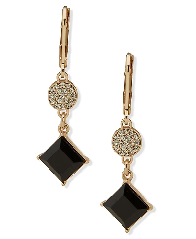 Karl Lagerfeld Paris Glass & Epoxy Stone Gold-Tone Pave Double Drop Earrings
