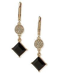 Karl Lagerfeld Paris Glass & Epoxy Stone Gold-Tone Pave Double Drop Earrings