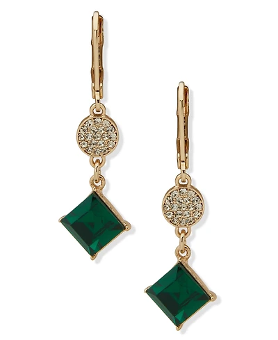 Karl Lagerfeld Paris Glass & Epoxy Stone Gold-Tone Pave Double Drop Earrings