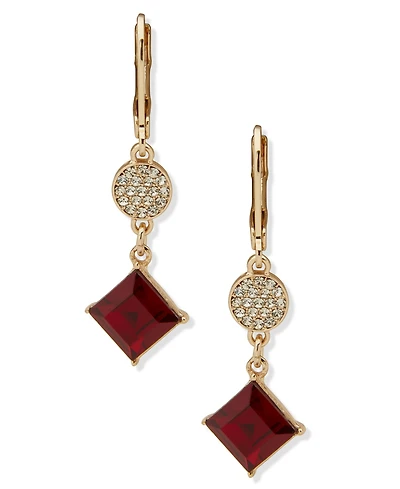 Karl Lagerfeld Paris Glass & Epoxy Stone Gold-Tone Pave Double Drop Earrings