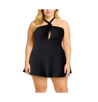 Swimsuits for All Women's High Neck Halter Swimdress