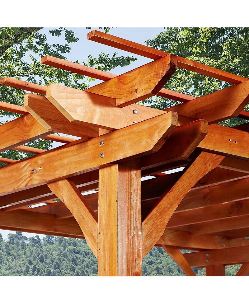 Aecojoy Wood Pergola 12'x10' Cedar Wood Gazebo, Outdoor Pergola for Patio Deck Garden Backyard and Patio