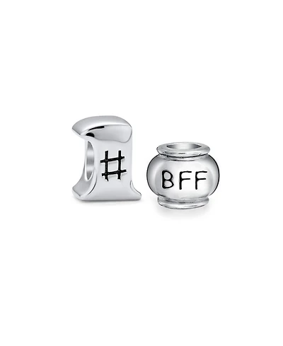 Bling Jewelry Set of 2 Winner First Place #1 & Best Friends Forever Bff Charm Bead Sterling Silver