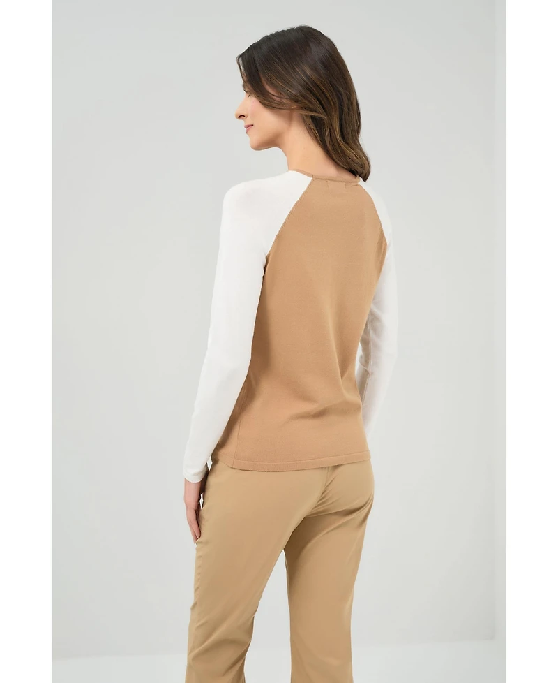 Anatomie Women's Connie Sweater Knit Baseball Sleeve Shirt