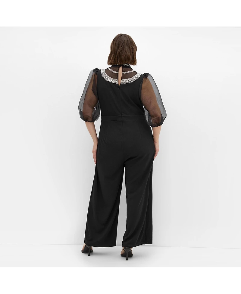City Chic Women's Phoenix Sheer Sleeve Jumpsuit