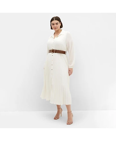 City Chic Women's Honey Lane Pleat Midi Dress