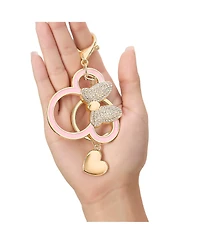 Disney Minnie Mouse Outline Keychain with Crystal Bow and Heart Charm