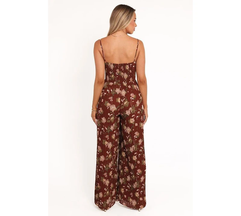 Petal and Pup Women's Alice Wide Leg Jumpsuit - Brown Floral