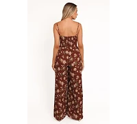 Petal and Pup Women's Alice Wide Leg Jumpsuit - Brown Floral