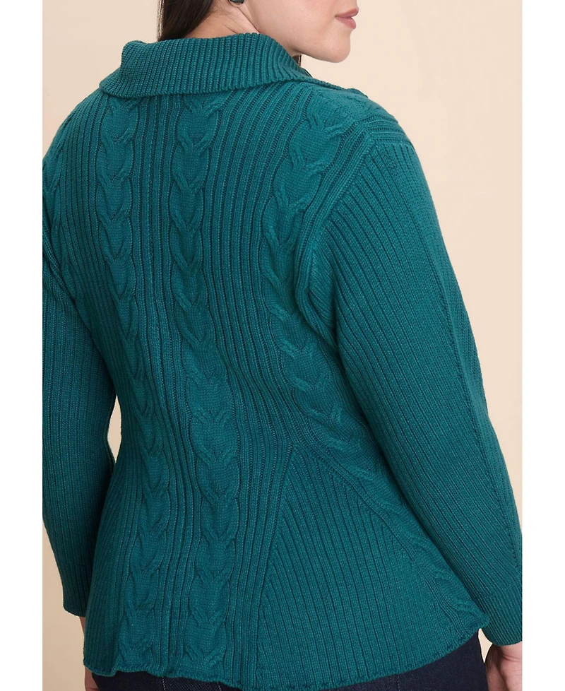 Eloquii Women's Peplum Zipper Sweater
