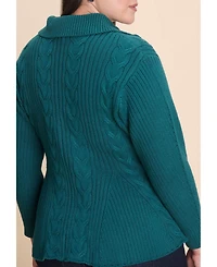 Eloquii Women's Peplum Zipper Sweater