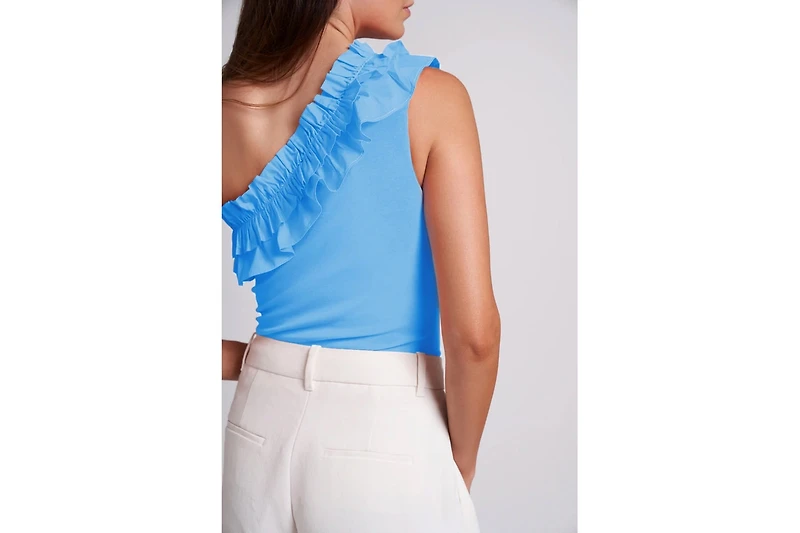 Caldwell Collection Women's Robin One Shoulder Bodysuit with Ruffle