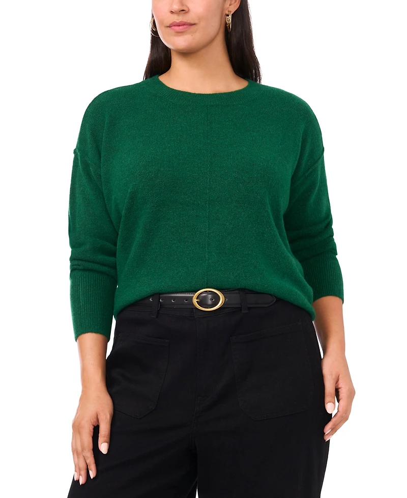 Vince Camuto Plus Cozy Crewneck Long-Sleeve Extend-Shoulder Sweater