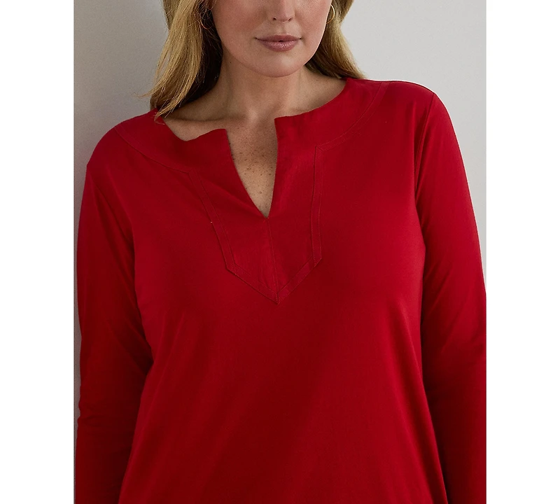 Lauren Ralph Plus Jersey Three-Quarter-Sleeve Tunic